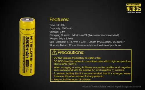 Batterie Nitecore NL1835 Nitecore