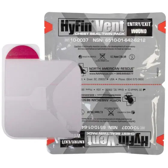 Pansement thoracique ventilé Hyfin Vent Chest Seal Twin Pack North American Rescue Safeguard Medical
