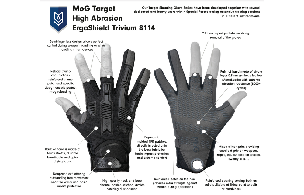 Gants MOG Target High Abrasion ErgoShield Trivium Master Of Gloves