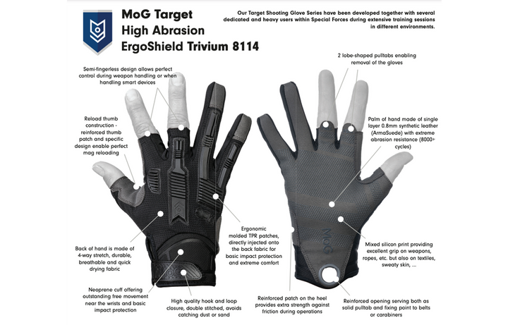 Gants MOG Target High Abrasion ErgoShield Trivium Master Of Gloves